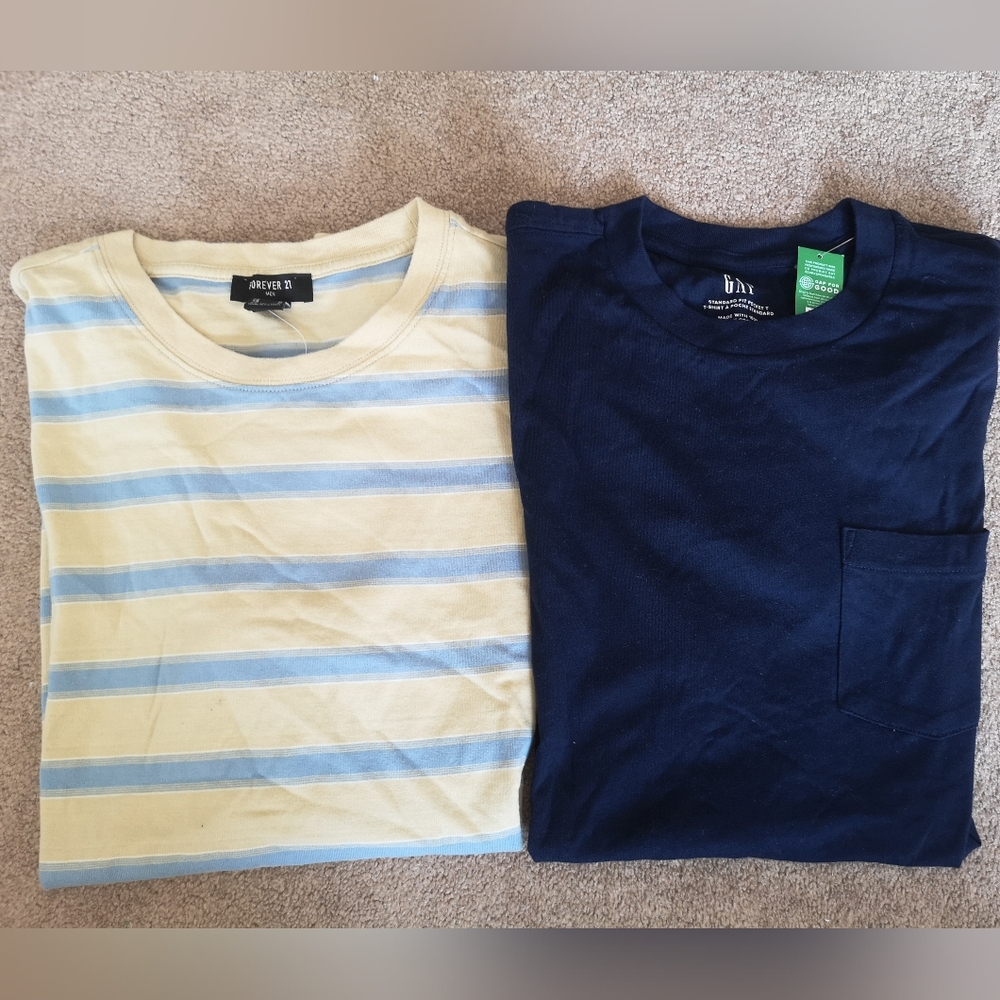 NWT GAP Blue and Forever 21  Stripped Yellow Short Sleeve Tee